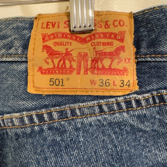 Vintage 90's Levis 501 Original Fit Jeans Straight Leg Button Fly 36x34 - Picture 3 of 7